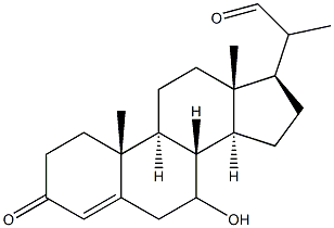 7-Hydroxy-3-oxopregn-4-ene-20-carbaldehyde Struktur