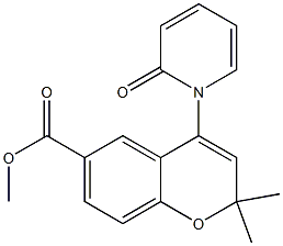 2,2-Dimethyl-6-methoxycarbonyl-4-[(1,2-dihydro-2-oxopyridin)-1-yl]-2H-1-benzopyran Struktur