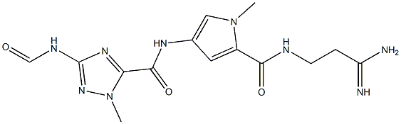 N-(3-Amino-3-iminopropyl)-1-methyl-4-[[1-methyl-3-(formylamino)-1H-1,2,4-triazol-5-yl]carbonylamino]-1H-pyrrole-2-carboxamide Struktur