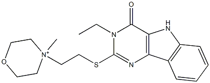 4-Methyl-4-[2-[[[3,4-dihydro-3-ethyl-4-oxo-5H-pyrimido[5,4-b]indol]-2-yl]thio]ethyl]morpholin-4-ium Struktur