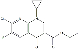 1,4-Dihydro-1-cyclopropyl-7-chloro-6-fluoro-4-oxo-5-methyl-1,8-naphthyridine-3-carboxylic acid ethyl ester Struktur