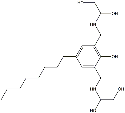 2,6-Bis[[(1,2-dihydroxyethyl)amino]methyl]-4-octylphenol Struktur