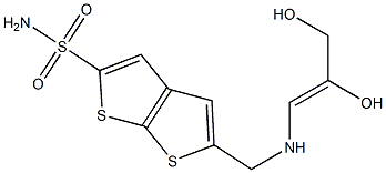 5-[(2,3-Dihydroxy-1-propenylamino)methyl]thieno[2,3-b]thiophene-2-sulfonamide Struktur