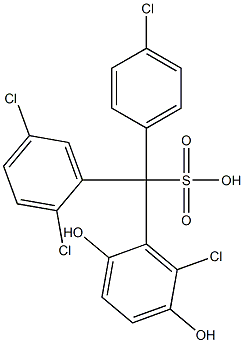 (4-Chlorophenyl)(2,5-dichlorophenyl)(6-chloro-2,5-dihydroxyphenyl)methanesulfonic acid Struktur