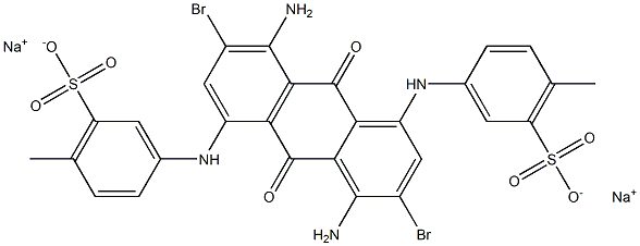 3,3'-[[(4,8-Diamino-3,7-dibromo-9,10-dihydro-9,10-dioxoanthracene)-1,5-diyl]diimino]bis(6-methylbenzenesulfonic acid)disodium salt Struktur