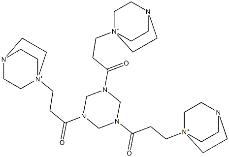 1,3,5-Tris[3-[1-azonia-4-azabicyclo[2.2.2]octan-1-yl]propionyl]hexahydro-1,3,5-triazine Struktur