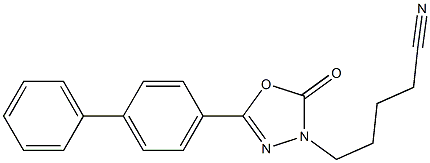 5-(Biphenyl-4-yl)-2-oxo-1,3,4-oxadiazole-3-pentanenitrile Struktur