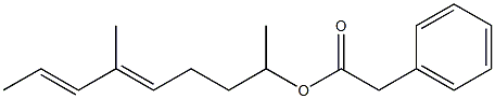 Phenylacetic acid 1,5-dimethyl-4,6-octadienyl ester Struktur