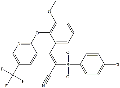 2-((4-Chlorophenyl)sulfonyl)-3-(3-methoxy-2-(5-(trifluoromethyl)(2-pyridyl)oxy)phenyl)prop-2-enenitrile Struktur