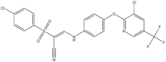 2-((4-Chlorophenyl)sulfonyl)-3-((4-(3-chloro-5-(trifluoromethyl)(2-pyridyloxy))phenyl)amino)prop-2-enenitrile Struktur