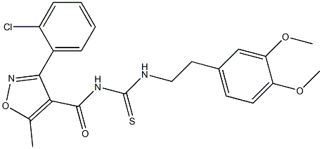 N-(((2-(3,4-dimethoxyphenyl)ethyl)amino)thioxomethyl)(3-(2-chlorophenyl)-5-methylisoxazol-4-yl)formamide Struktur