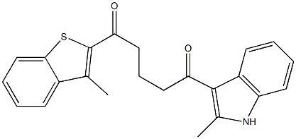 1-(3-METHYL-BENZO[B]THIOPHEN-2-YL)-5-(2-METHYL-1H-INDOL-3-YL)-PENTANE-1,5-DIONE Struktur