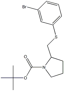 2-(3-Bromo-phenylsulfanylmethyl)-pyrrolidine-1-carboxylic acid tert-butyl ester Struktur