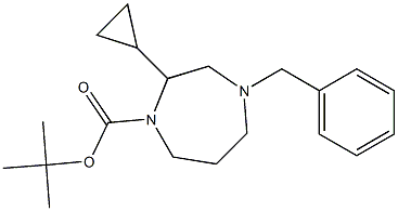 4-Benzyl-2-cyclopropyl-[1,4]diazepane-1-carboxylic acid tert-butyl ester Struktur