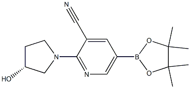 2-((R)-3-hydroxypyrrolidin-1-yl)-5-(4,4,5,5-tetramethyl-1,3,2-dioxaborolan-2-yl)pyridine-3-carbonitrile Struktur