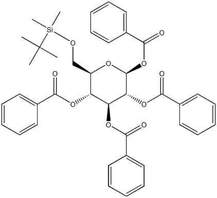 1,2,3,4-Tetra-O-benzoyl-6-O-tert-butyldimethylsilyl-b-D-glucopyranose Struktur