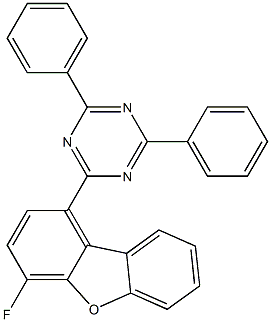 2-(4-fluorodibenzo[b,d]furan-1-yl)-4,6-diphenyl-1,3,5-triazin Struktur