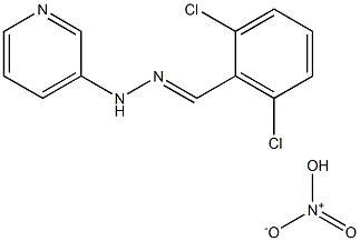 2,6-DICHLOROBENZALDEHYDE 3-PYRIDYLHYDRAZONE NITRATE Struktur