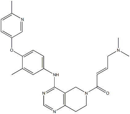 (E)-4-(dimethylamino)-1-(4-((3-methyl-4-((6-methylpyridin-3-yl)oxy)phenyl)amino)-7,8-dihydropyrido[4,3-d]pyrimidin-6(5H)-yl)but-2-en-1-one Struktur