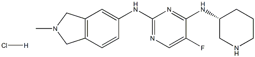 (R)-5-fluoro-N2-(2-methylisoindolin-5-yl)-N4-(piperidin-3-yl)pyrimidine-2,4-diamine hydrochloride Struktur