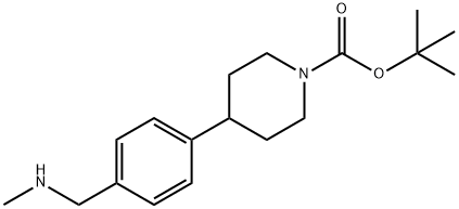 tert-Butyl 4-(4-((methylamino)methyl)phenyl)piperidine-1-carboxylate Struktur