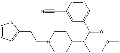 3-CYANO-N-(2-METHOXYETHYL)-N-(1-[2-(2-THIENYL)ETHYL]PIPERIDIN-4-YL)BENZAMIDE Struktur