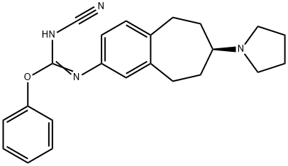 Phenyl N-cyano-N′-[(7R)-6,7,8,9-tetrahydro-7-(1-pyrrolidinyl)-5H-benzocyclohepten-2-yl]carbamimidate Struktur