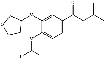 1-Butanone, 1-[4-(difluoromethoxy)-3-[(tetrahydro-3-furanyl)oxy]phenyl]-3-methyl- Struktur