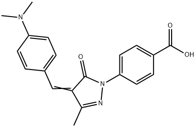 (4-(4-(4-dimethylaminobenzyliden-1-yl)-3-methyl-5-oxo-2-pyrazolin-1-yl)benzoic acid Struktur