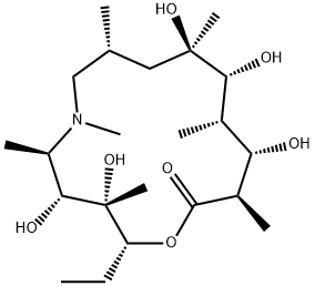 (2R,3S,4R,5R,8R,10R,11R,12S,13S,14R)-2-ethyl-3,4,10,11,13- pentahydroxy-3,5,6,8,10,12,14-heptamethyl-1-oxa-6- azacyclopentadecan-15-one Struktur