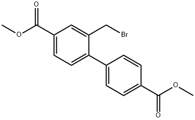 dimethyl 2-(bromomethyl)-[1,1′-biphenyl]-4,4′-dicarboxylate Struktur