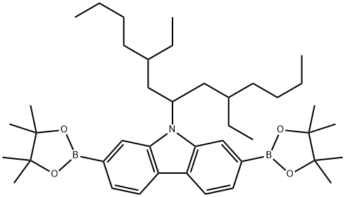 9H-Carbazole, 9-[3-ethyl-1-(2-ethylhexyl)heptyl]-2,7-bis(4,4,5,5-tetramethyl-1,3,2-dioxaborolan-2-yl)- Struktur