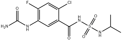 Benzamide, 5-[(aminocarbonyl)amino]-2-chloro-4-fluoro-N-[[(1-methylethyl)amino]sulfonyl]- Struktur