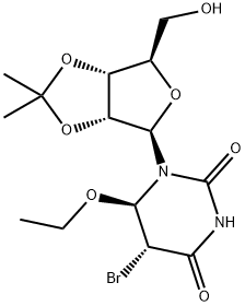 5-bromo-6-ethoxy-5,6-dihydro-2',3'-isopropylidine-beta-ribofuranosyluracil Struktur