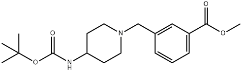 Methyl 3-[4-(tert-butoxycarbonylamino)piperidin-1-yl]methylbenzoate Struktur