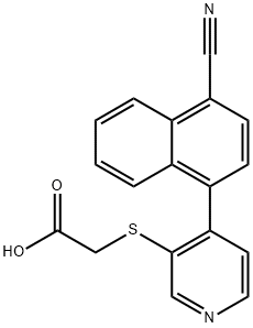 Acetic acid, 2-[[4-(4-cyano-1-naphthalenyl)-3-pyridinyl]thio]- Struktur