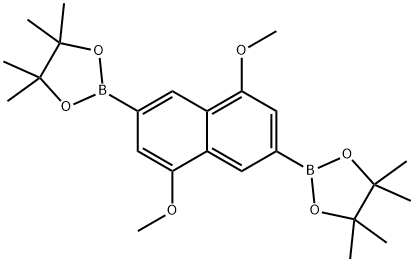 OC1158, 	 2,2'-(4,8-Dimethoxynaphthalene-2,6-diyl)bis(4,4,5,5-tetramethyl-1,3,2-dioxaborolane) Struktur