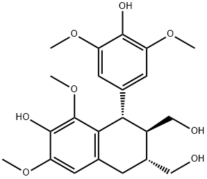 [1S,(+)]-1,2,3,4-テトラヒドロ-7-ヒドロキシ-1-(4-ヒドロキシ-3,5-ジメトキシフェニル)-6,8-ジメトキシ-2β,3α-ナフタレンジメタノール 化學(xué)構(gòu)造式