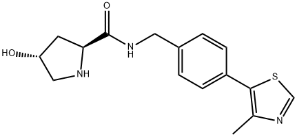 2-Pyrrolidinecarboxamide, 4-hydroxy-N-[[4-(4-methyl-5-thiazolyl)phenyl]methyl]-, (2S,4R)- Struktur