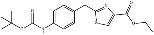 4-Thiazolecarboxylic acid, 2-[[4-[[(1,1-dimethylethoxy)carbonyl]amino]phenyl]methyl]-, ethyl ester Struktur