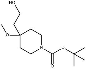 1-Piperidinecarboxylic acid, 4-(2-hydroxyethyl)-4-methoxy-, 1,1-dimethylethyl ester Struktur