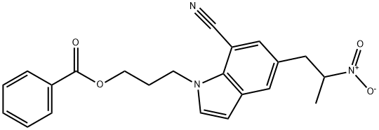 1H-Indole-7-carbonitrile, 1-[3-(benzoyloxy)propyl]-5-(2-nitropropyl)- Struktur