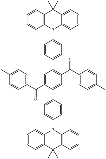 1,4-Bis(9,9-dimethylacridan-10-yl-pphenyl)-2,5-bis(ptolyl-methanoyl)benzene Struktur