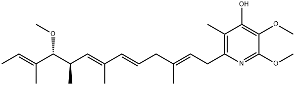 4-Pyridinol, 2,3-dimethoxy-6-[(2E,5E,7E,9R,10R,11E)-10-methoxy-3,7,9,11-tetramethyl-2,5,7,11-tridecatetraen-1-yl]-5-methyl- Struktur