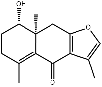 (8S)-7,8,8a,9-Tetrahydro-8-hydroxy-3,5,8aα-trimethylnaphtho[2,3-b]furan-4(6H)-one Struktur