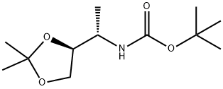 Carbamic acid, N-[(1S)-1-[(4S)-2,2-dimethyl-1,3-dioxolan-4-yl]ethyl]-, 1,1-dimethylethyl ester Struktur