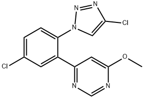 Pyrimidine, 4-[5-chloro-2-(4-chloro-1H-1,2,3-triazol-1-yl)phenyl]-6-methoxy- Struktur