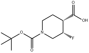 (3S,4R)-1-(tert-butoxycarbonyl)-3-fluoropiperidine-4-carboxylic acid (enantioMer b,87% e.e) Struktur