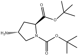 (2S,4R)- 4-amino-1,2-Pyrrolidinedicarboxylic acid, , 1,2-bis(1,1-dimethylethyl) este Struktur