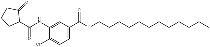 Oxo-cyclopentancarbonsure-1-[2-chlor-5-dodecyloxycarbonylanilid] Struktur